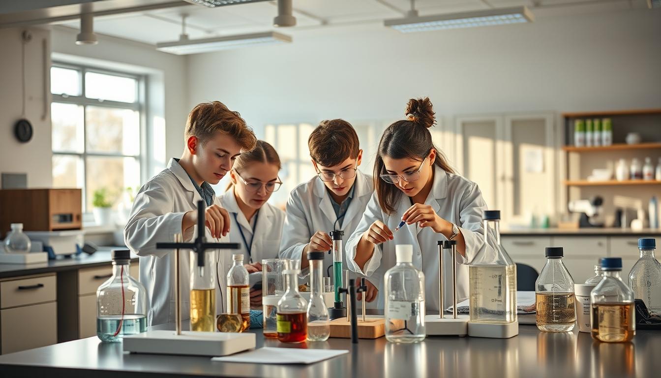 Students working in research laboratory